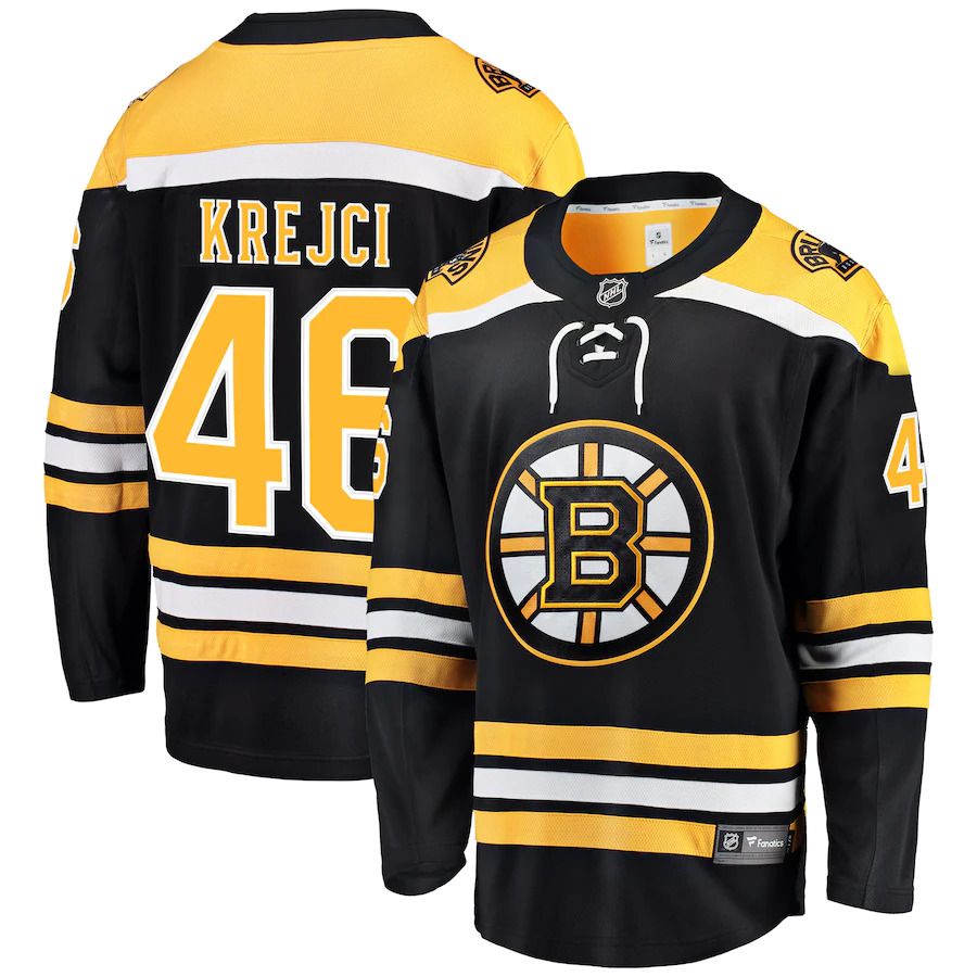 Men Boston Bruins #46 David Krejci Fanatics Branded Black Home Breakaway Player NHL Jersey